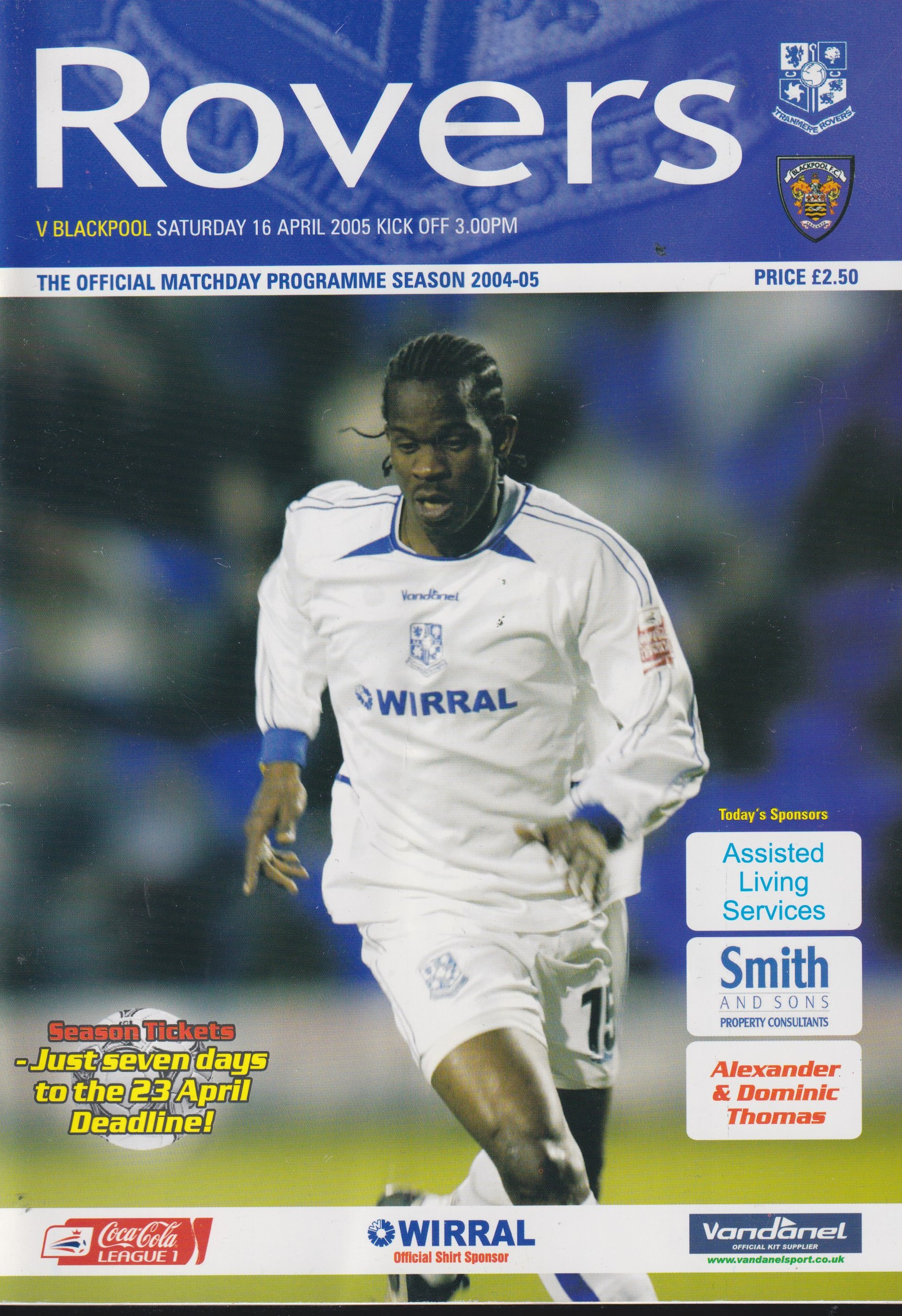 Tranmere Rovers v Blackpool match programme